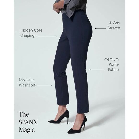 Spanx The Perfect Pant Ankle 4-Pocket In Classic Navy Large Tall Business Career - Picture 3 of 12